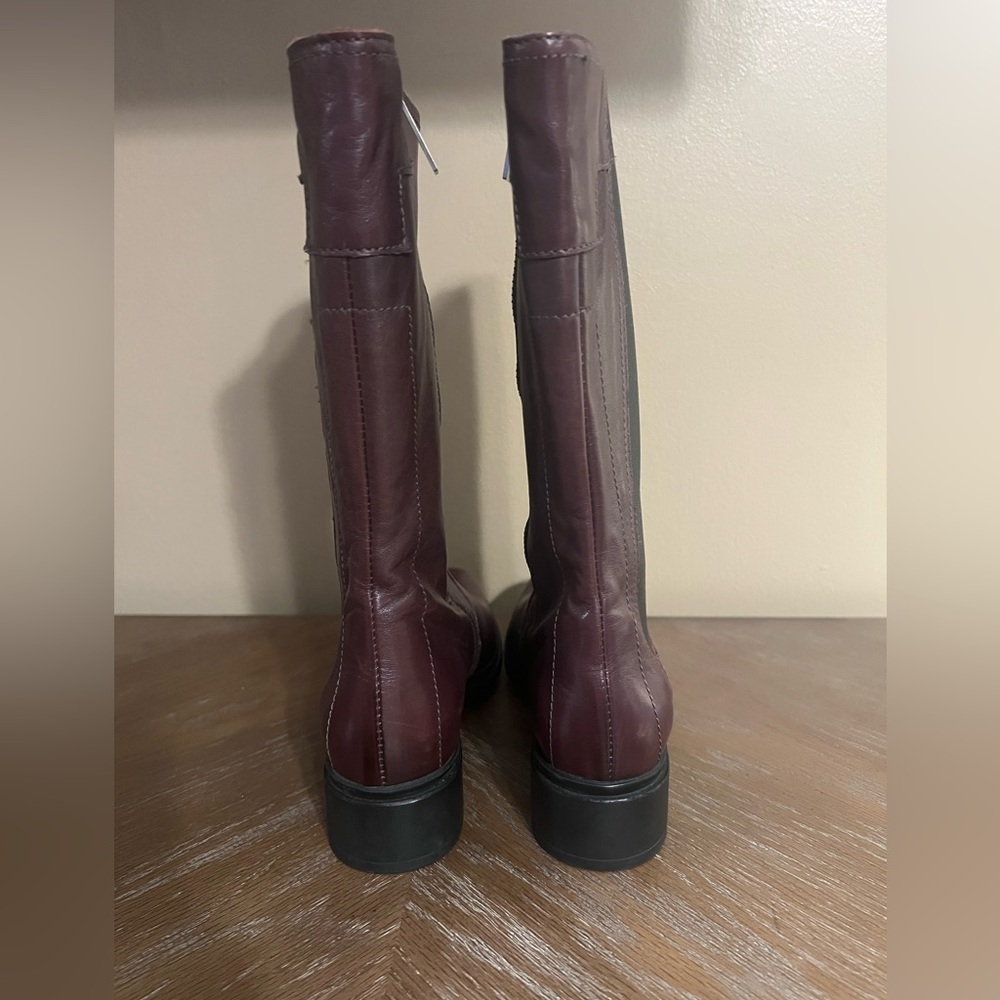 Hunter Darby Mid Calf Very Berry Leather Boots Italy Sz 5 - Picture 4 of 8
